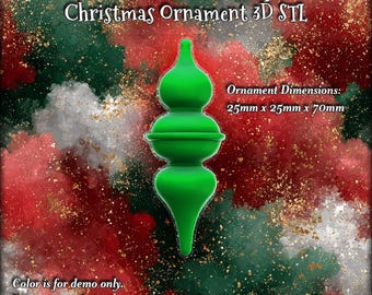 レトロなティアドロップ型フィニアル – ミッドセンチュリー風クリスマスオーナメント | 3Dプリント可能なSTL - 2年間の商用ライセンス