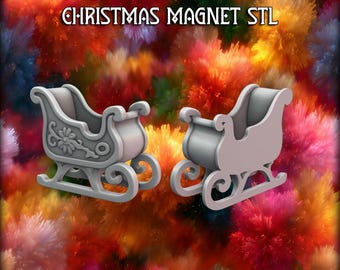 装飾用サンタそり – 3Dプリント可能なクリスマスマグネットSTL - 2年間の商用ライセンス