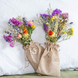 Dried Flower Posy in  Hessian Bag | Lavender, Roses & Statice Dried Flowers | Birthday, Get Well Soon Small Gift