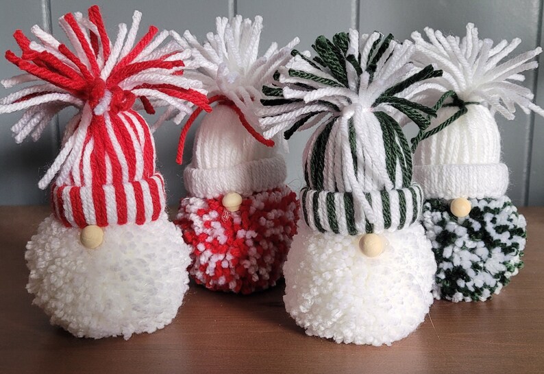 Handcrafted Pom Pom Yarn Gnomes set of 2, Whimsical Home Decor, Gift