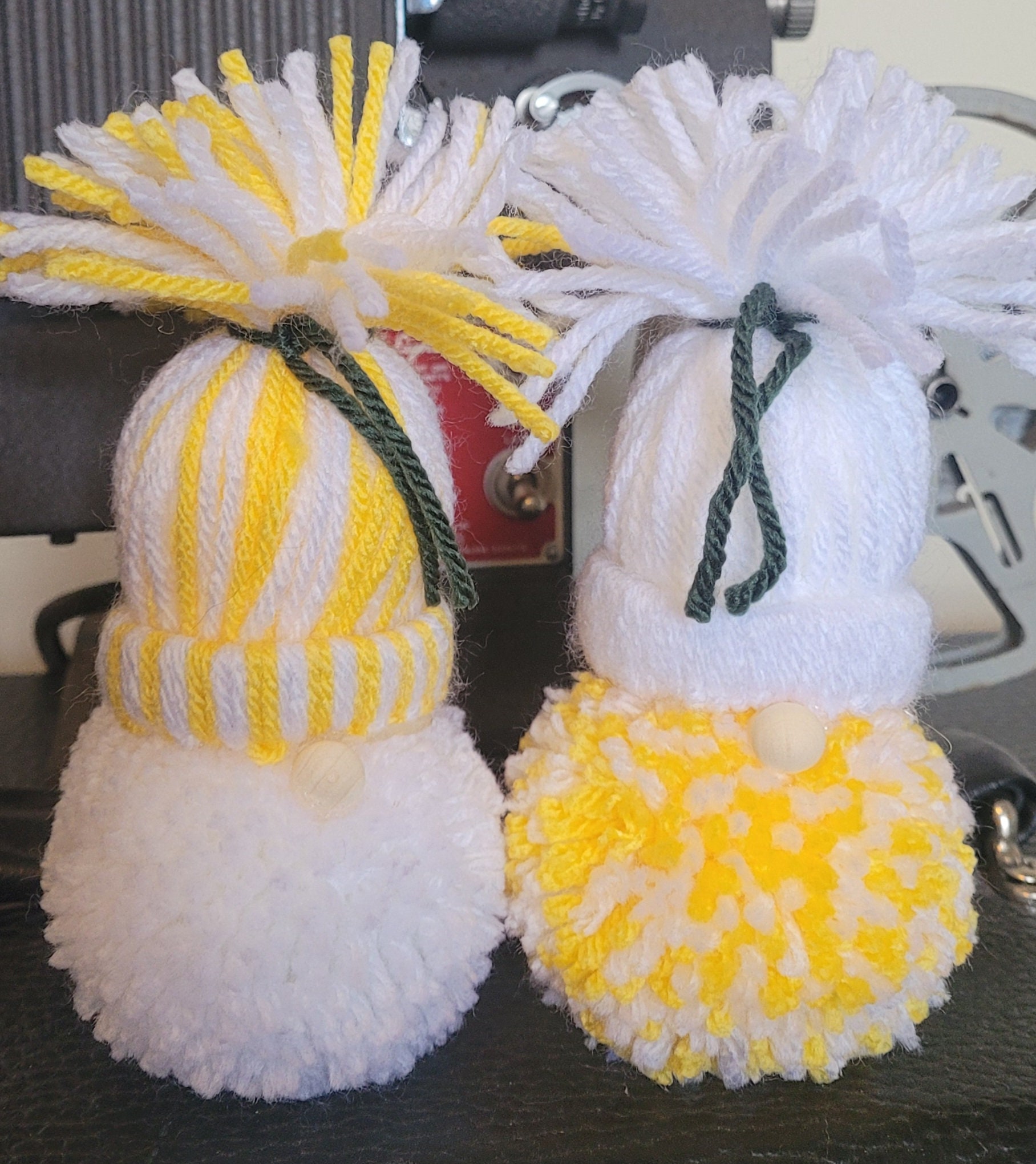 Handcrafted Pom Pom Yarn Gnomes set of 2, Whimsical Home Decor, Gift