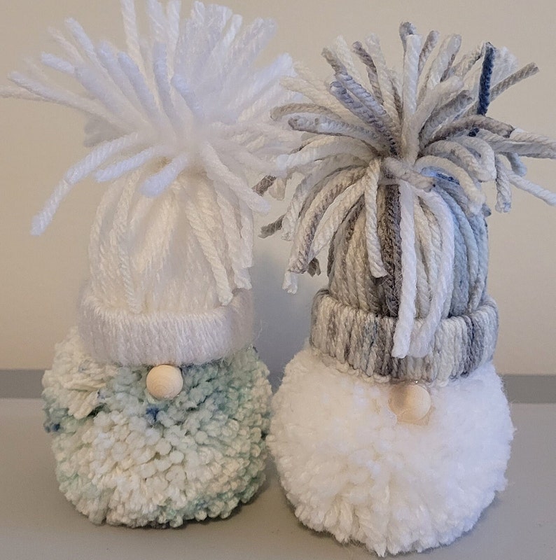 Handcrafted Pom Pom Yarn Gnomes set of 2, Whimsical Home Decor, Gift