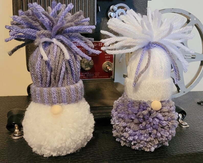 Handcrafted Pom Pom Yarn Gnomes set of 2, Whimsical Home Decor, Gift