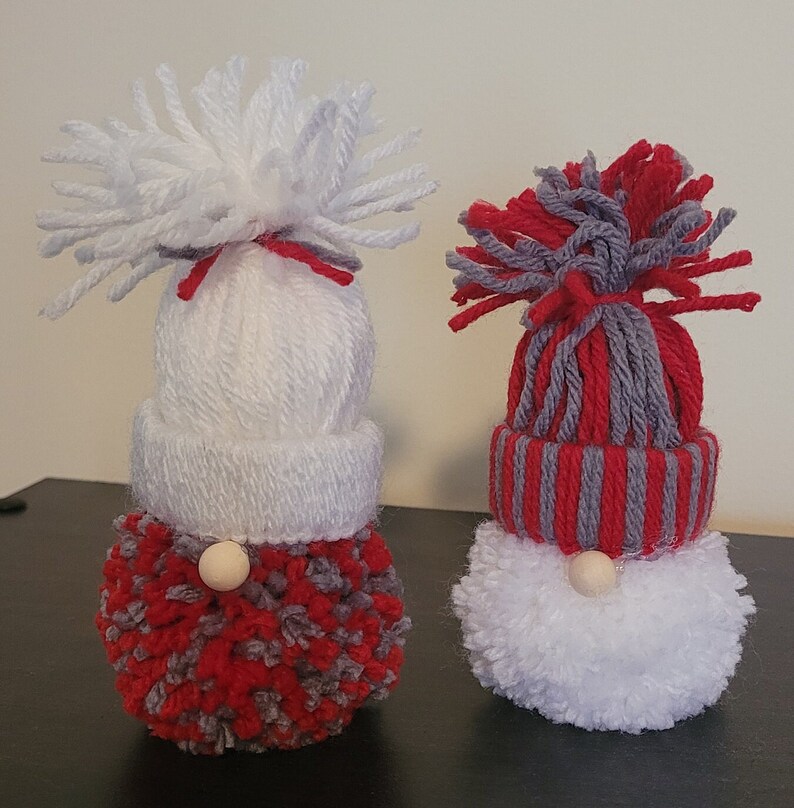 Handcrafted Pom Pom Yarn Gnomes set of 2, Whimsical Home Decor, Gift