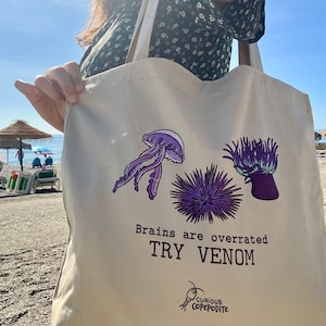 Brains are Overrated Tote Bag, Marine Invertebrate Tote Bag, Funny Marine Tote Bag, Marine Biology, Ocean Animal Bag, sea urchin tote