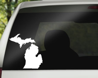 Michigan State Window Decal solid white vinyl Weather proof high quality