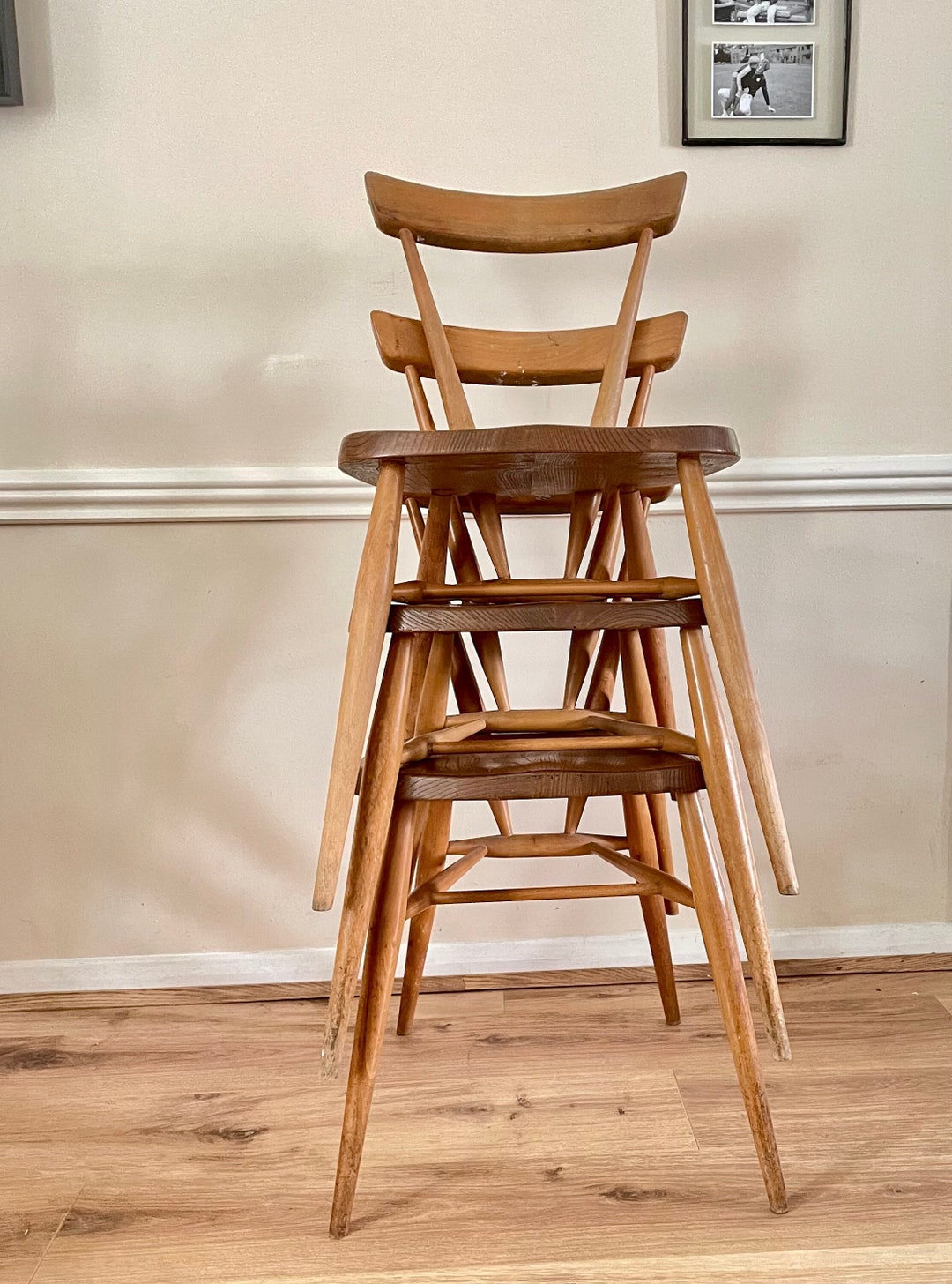 Ercol Stacking Elm Wood School Chairs 1950s Etsy UK