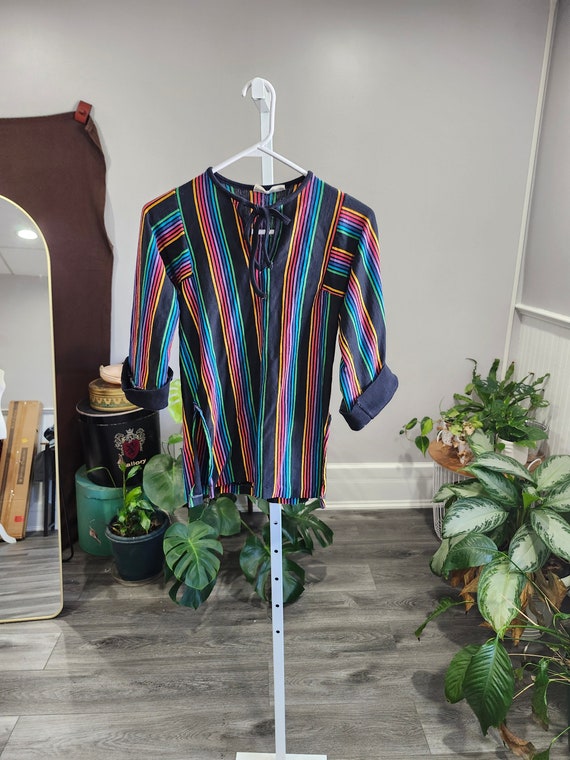 Raina Shirt // Vintage 1970's Rainbow Striped Tie 