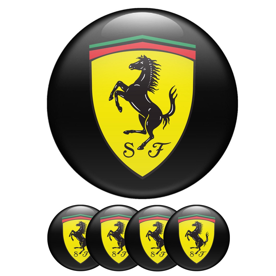 Stickers decals Wheel centre Gel Badges ferrari