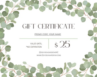 Odysea Gardens Gift Certificate