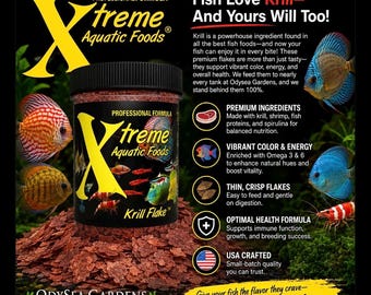 Fish food flakes 1 oz. Xtreme Aquatic foods Krill Live freshwater aquarium plants