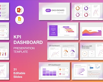 KPI Dashboard PowerPoint Template: Editable Charts & Graphics (Digital Download