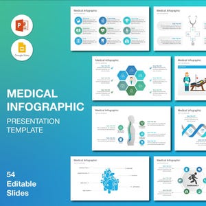 Blaue medizinische Infografiken Power Point Vorlage: Bearbeitbare PPT-Folien (Digitaler Download)