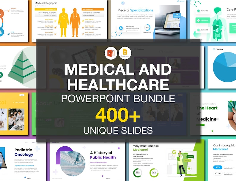 Medical Powerpoint Template Bundle: 400+ Editable Healthcare Slides - Etsy