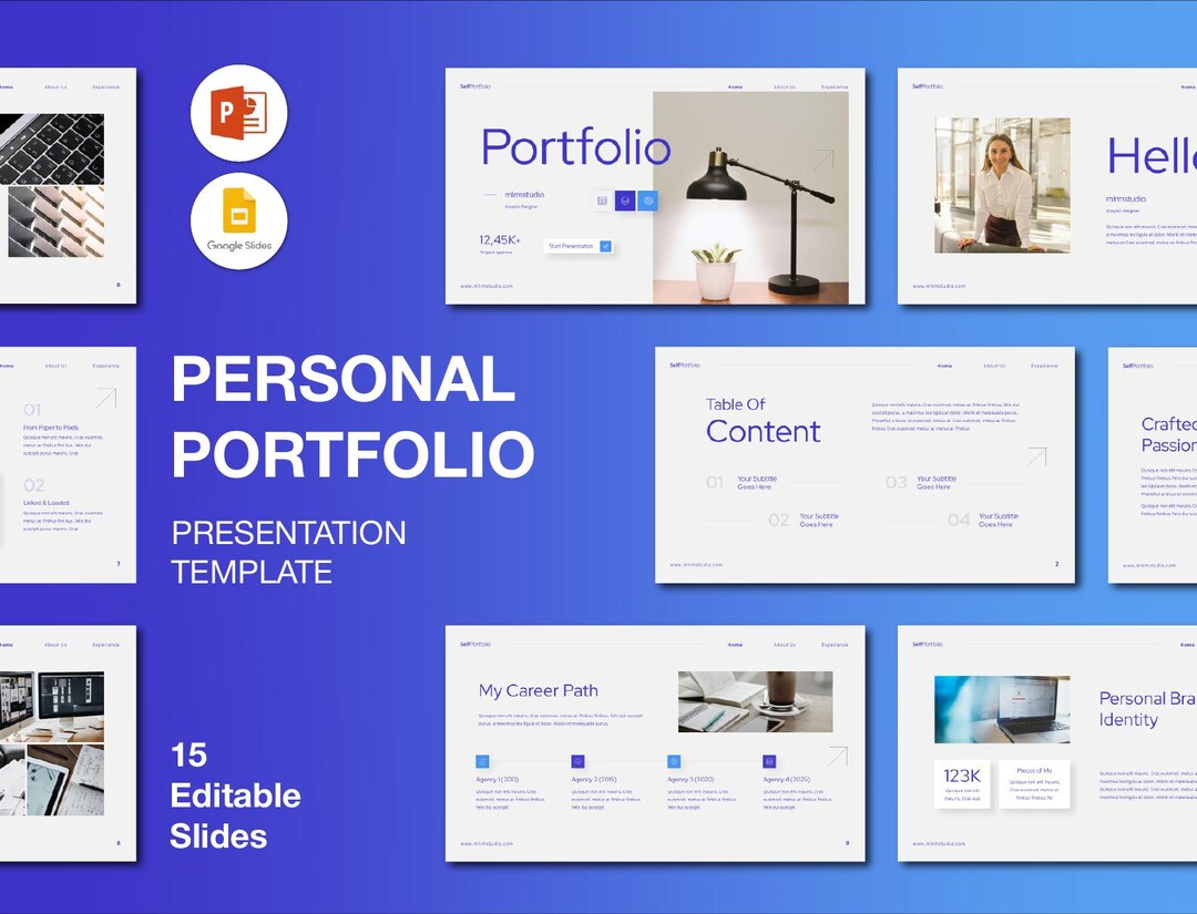Blue Modern Personal Portfolio Powerpoint Template: Editable Corporate ...
