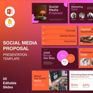 Social Media Proposal PowerPoint | Social Media Strategy Template | Red and Orange Digital Marketing PPT | Modern Social Media Presentation