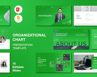 Green About Me PowerPoint Template: 15 Editable Slides (Digital Download)