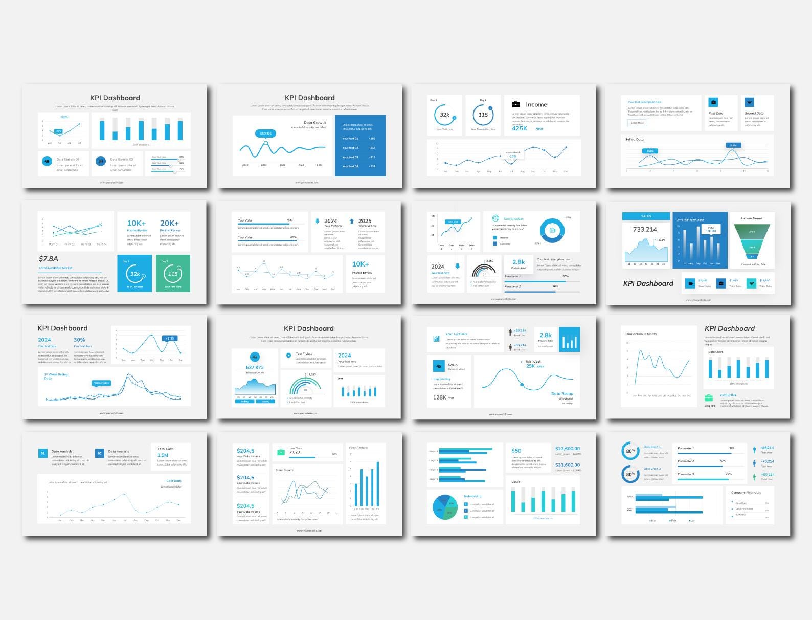 Editable KPI Dashboard Powerpoint Template: Business Metrics (digital ...