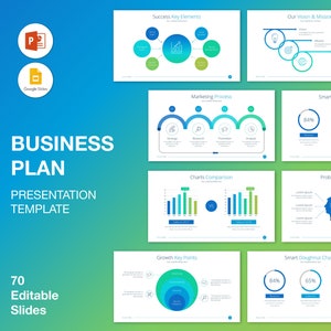 Blue Green Business Presentation Template: 70 Editable Slides (PPT & Google Slides)