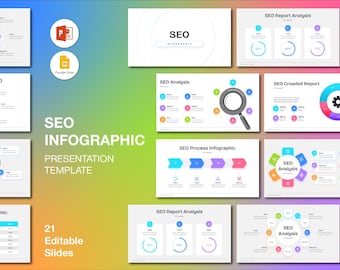 Seo Infografik Power Point Präsentation: Bearbeitbare digitale Marketingfolien (digitaler Download)