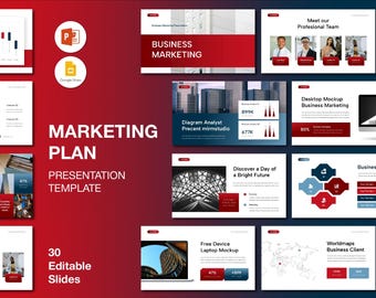 Colorful Marketing Plan PowerPoint Template: 30 Editable Slides (Digital Download)