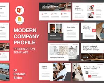 Black and Red Company Profile PowerPoint Template (30 Slides)