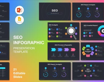 Seo Infografik Power Point Präsentation: Bearbeitbare digitale Marketingfolien (digitaler Download)