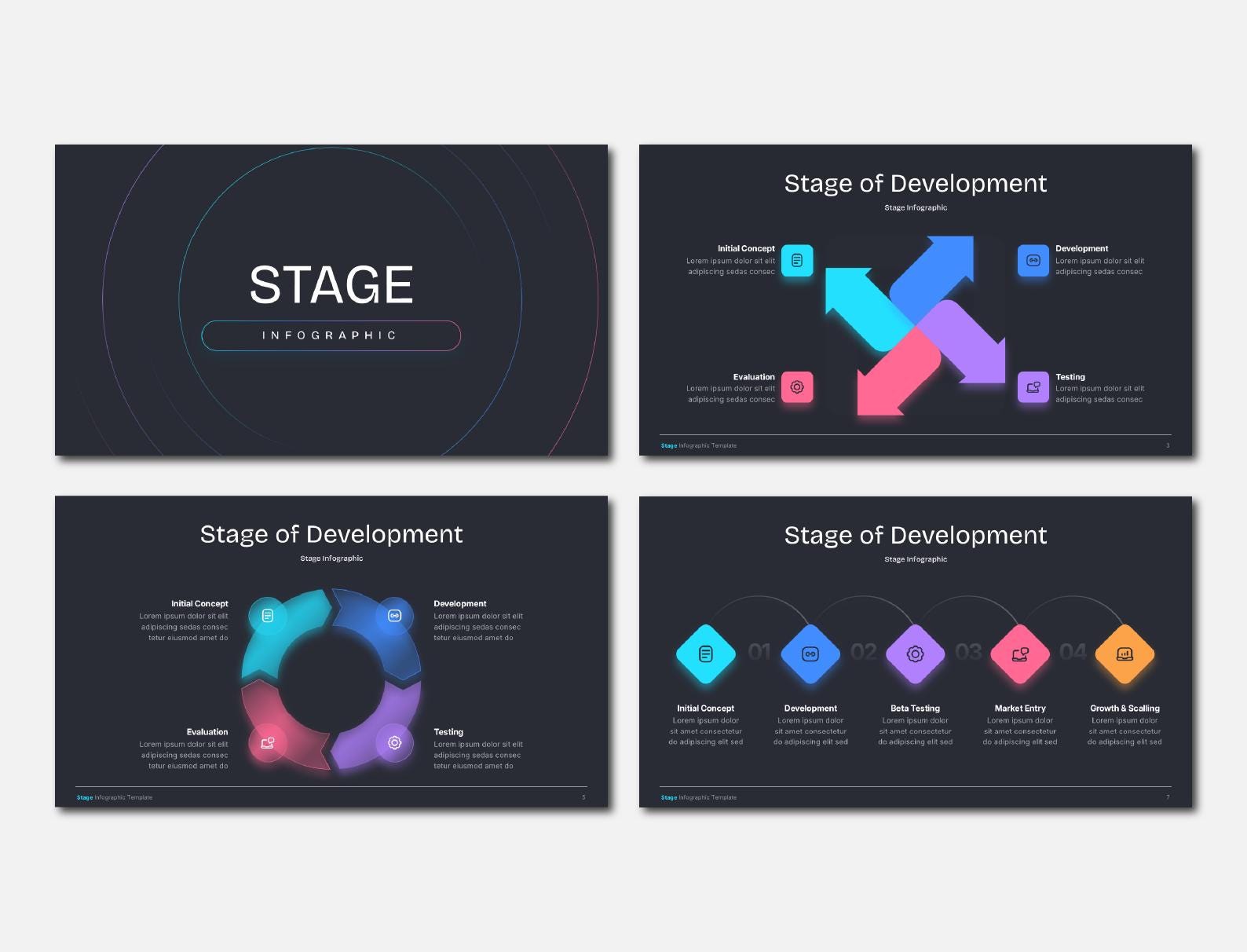 Dark Stages Infographic Powerpoint Presentation: Editable Business ...