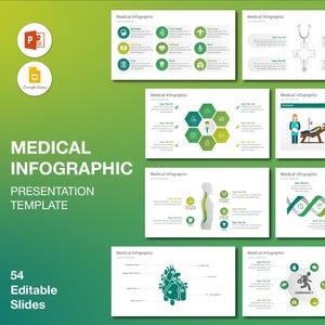 Grüne medizinische Infografiken Power Point Vorlage: Bearbeitbare PPT (Digitaler Download