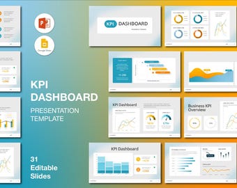 KPI Dashboard PowerPoint Template: Editable Charts & Graphics (Digital Download