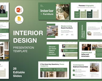 Modern Home Design PowerPoint Presentation: Interior Furniture Templates (Digital Download)
