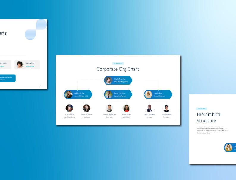 Blue Organizational Chart Powerpoint Template: Professional ...