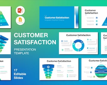 Blue Customer Satisfaction Infographics PowerPoint Presentation: Editable Business Slides (Digital Download)