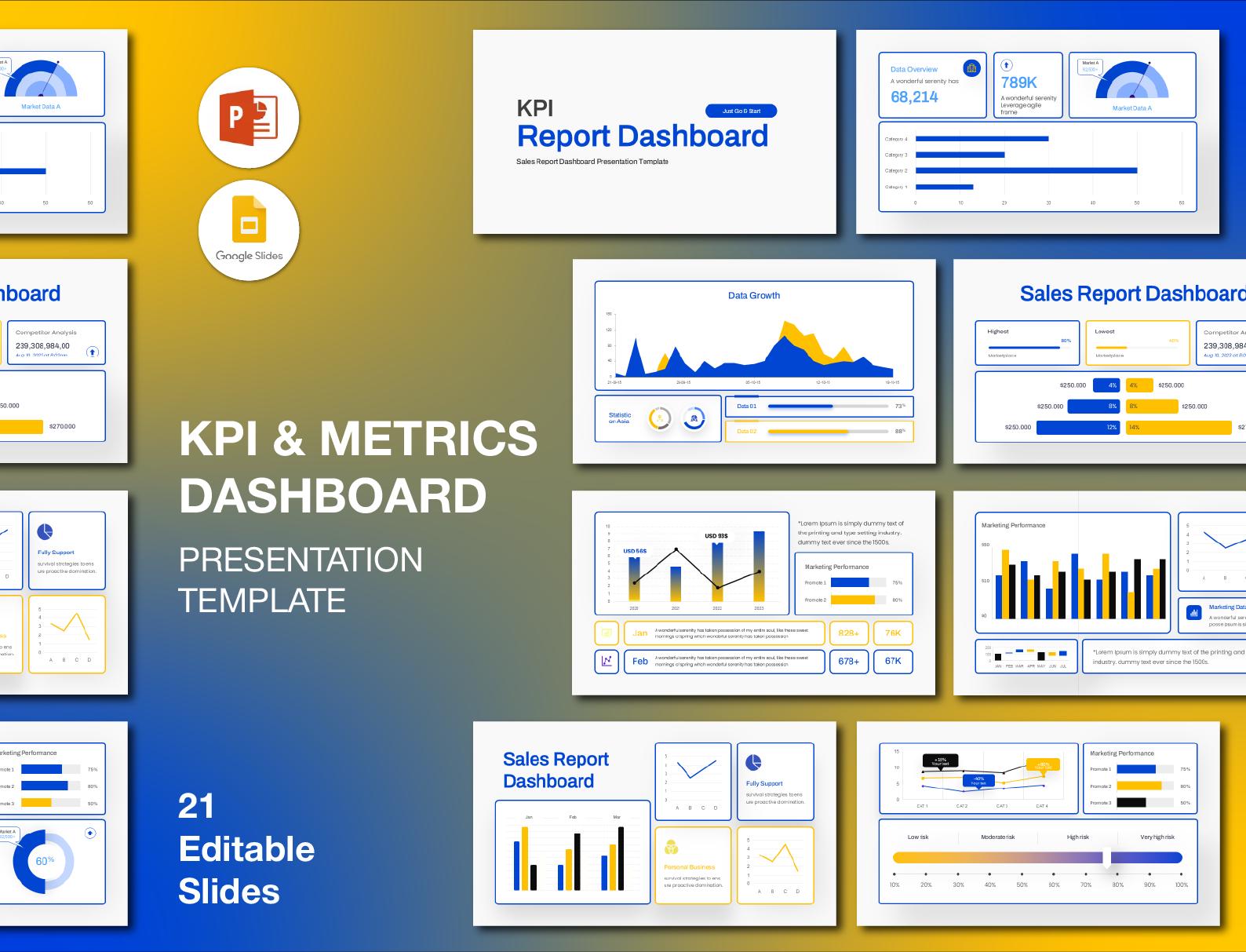 KPI Powerpoint Dashboard Template: Editable Charts & Data Analysis ...