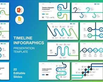 Blue Timeline Infographics PowerPoint Presentation: Editable Business Slides (Digital Download)