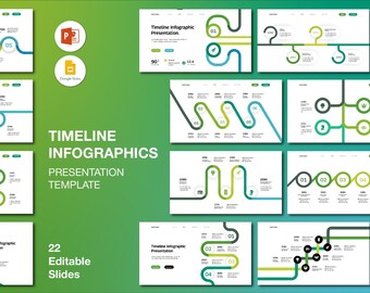 Green Timeline Infographics PowerPoint Presentation: Editable Business PPT Slides (Digital Download)