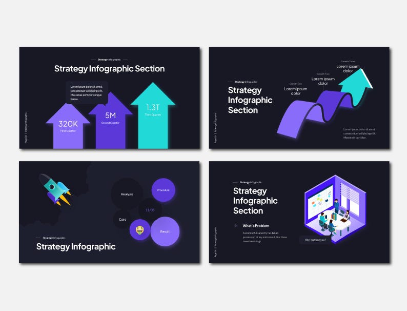 Dark Strategy Infographic Powerpoint Presentation: Editable Business ...