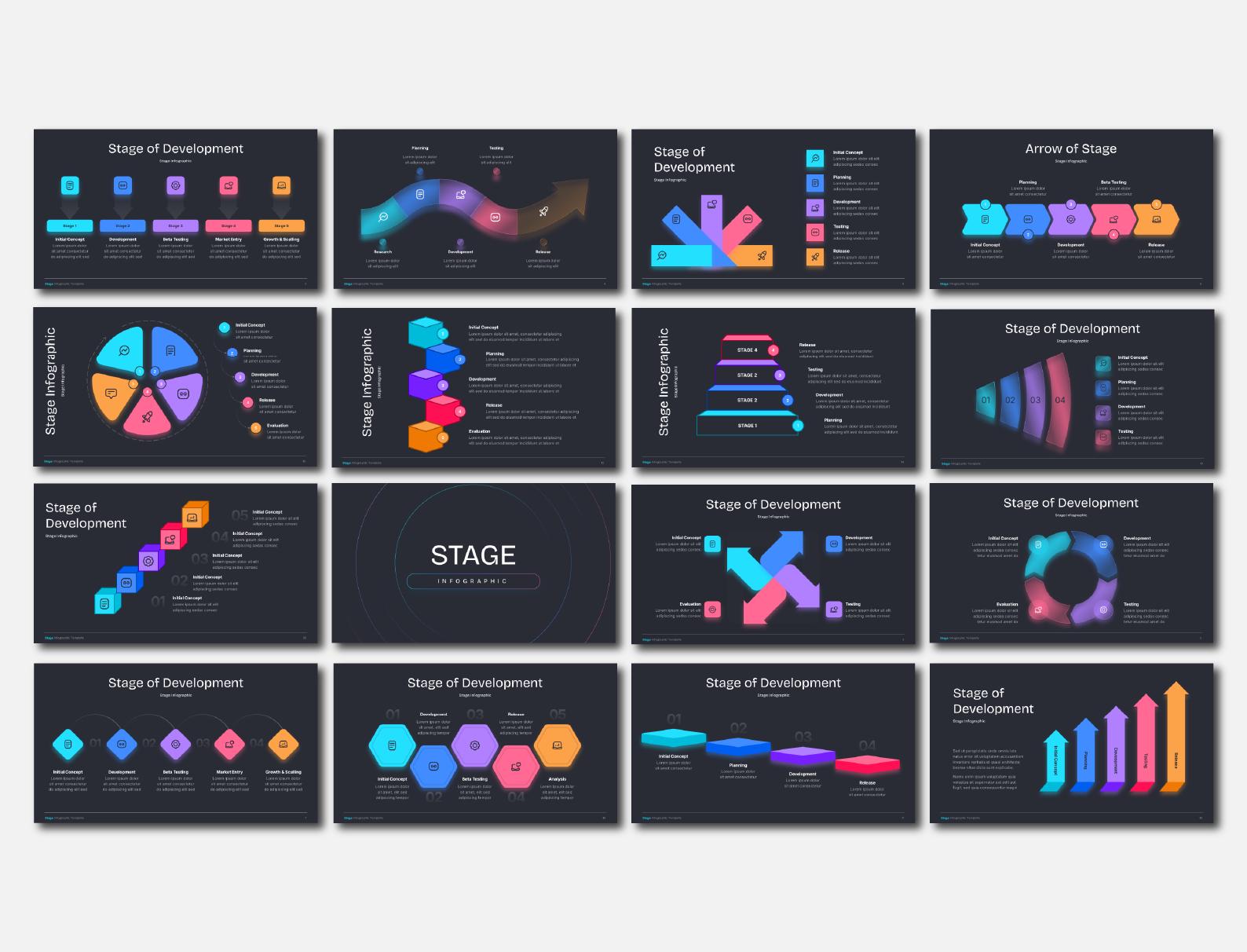 Dark Stages Infographic Powerpoint Presentation: Editable Business ...