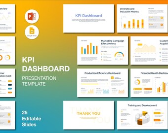 Business KPI Dashboard PowerPoint Template: Editable Charts & Graphics (Digital Download