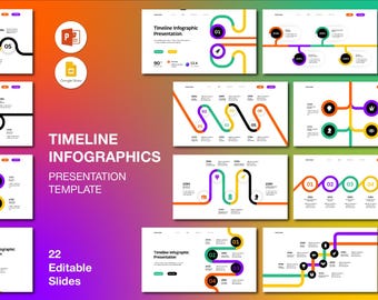 Colorful Timeline Infographics PowerPoint Presentation: Editable Business Slides (Digital Download)