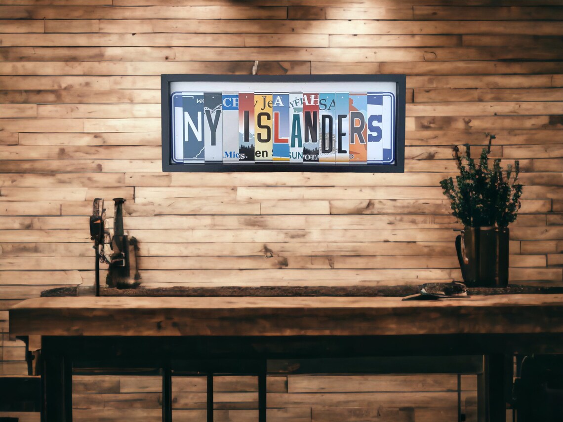 New York Islanders Sign Made With License Plate Letters Mounted on a 19 ...
