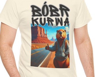 Bóbr Kurwa Hitchhiking T-shirt, Bober, Bobrze, Beaver,  9gag, Know Your Meme, Meme T-shirt