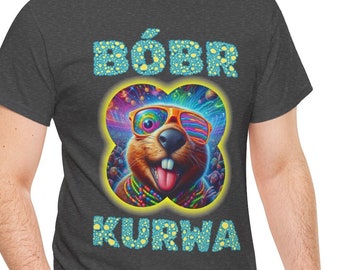 Bóbr Kurwa Rave Shades T-shirt, Bober, Bobrze, Beaver,  9gag, Know Your Meme, Meme T-Shirt, Rave T-shirt
