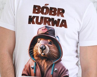 Bóbr Kurwa Wearing a Snapback T-Shirt, Bobr Koszulka, Meme Lover, Memes, Beaver,