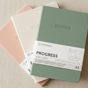 A5 90 Day Progress Journal, Productivity Planner, Goal Tracker, Self Development Notebook