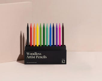 Karst Woodless Coloured Pencils Set of 12 or 24, Sustainable B Corp Artist Pencils, Premium Professional Art Gift for Her Him