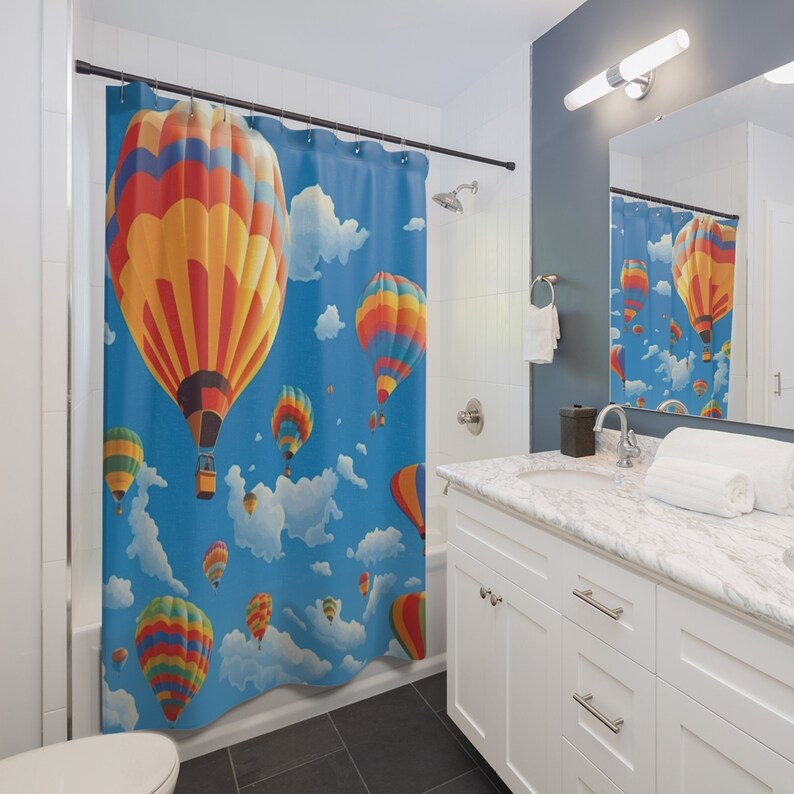Hot Air Balloon Shower Curtain Housewarming Gift for Him Etsy