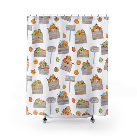 Thanksgiving Pumpkin Fall Season Shower Curtain Thanksgiving Decor New Home Decor Pumpkin Decor Bathroom Curtain Cute
