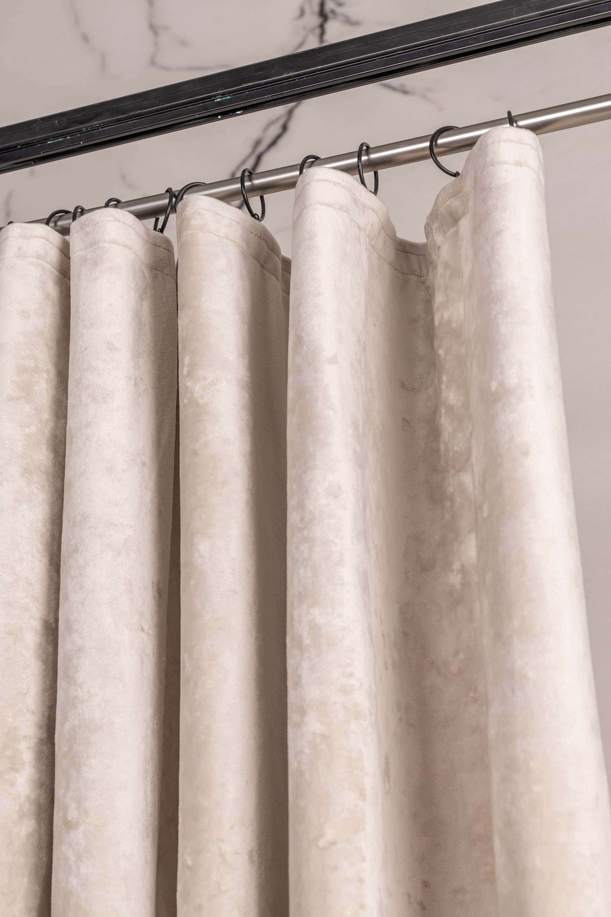 Luxury Shower Curtains, Velvet Fabric Bath Drape With Water Repellent