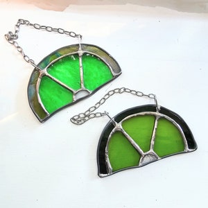 Lime slice stained glass window suncatcher